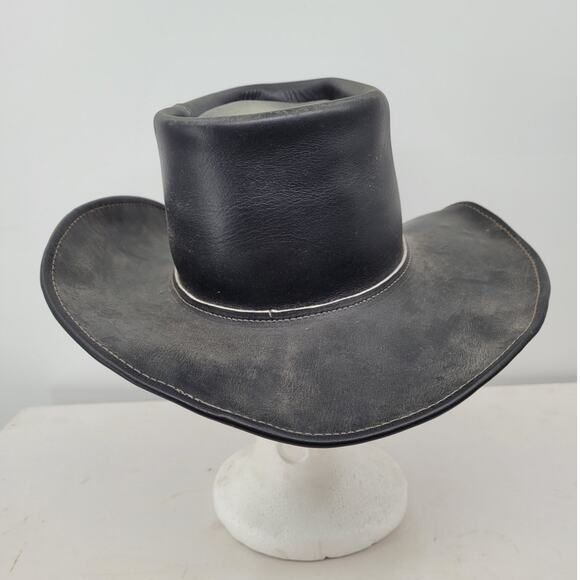 Vintage Leather Cowboy Hat Western Boho Festival Statement Style main image 12